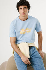Pepe Jeans Camiseta de manga corta con logo y estampado frontal. azul