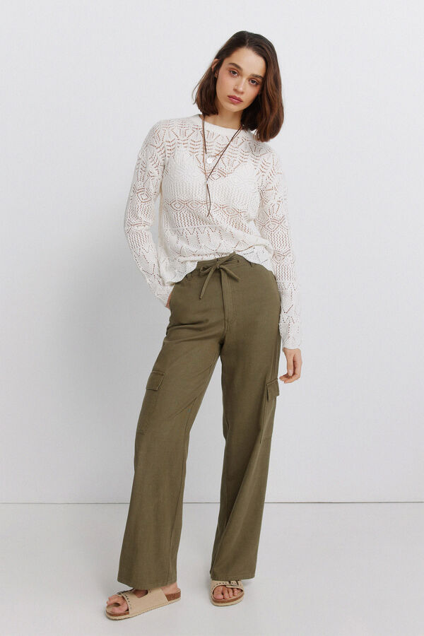 Springfield Džemper sa rupičastim vezom Bež