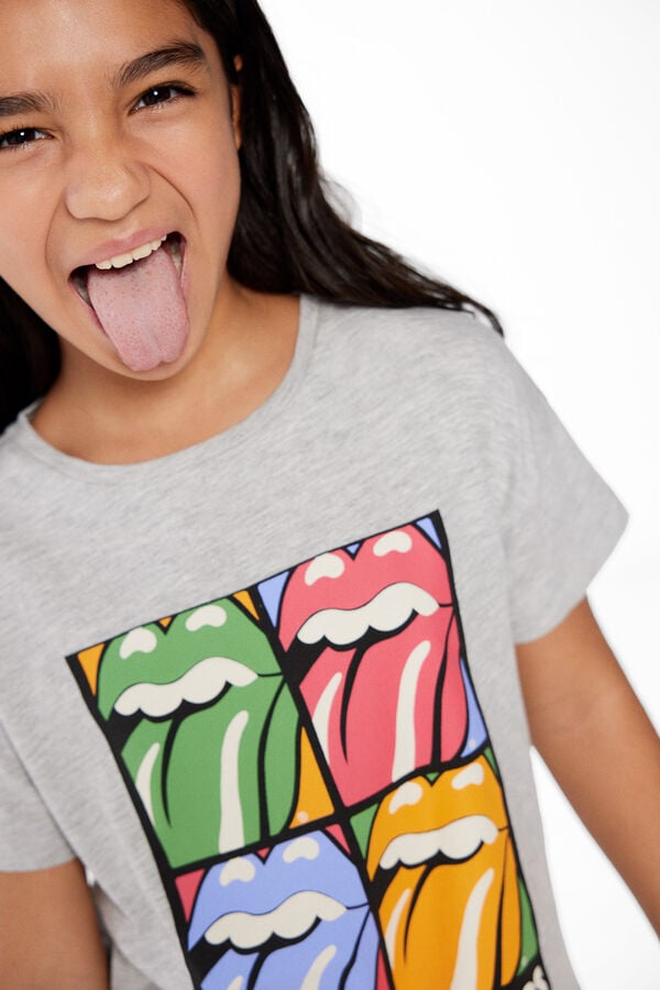 Springfield Camiseta Rolling Stones niña gris claro