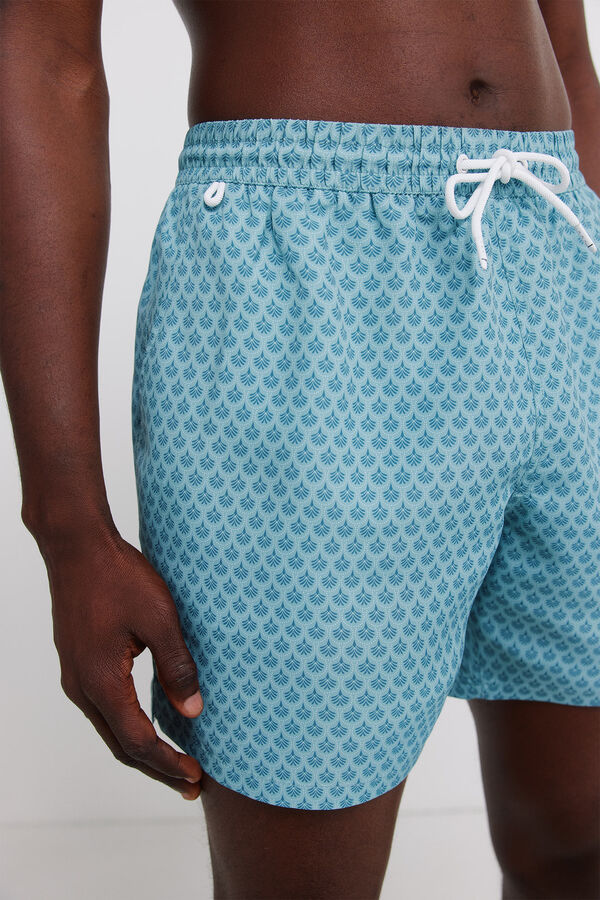 Springfield Kupaći kostim sa mozaik printom i džepom sa rajsfer&scaron;lusom Plava