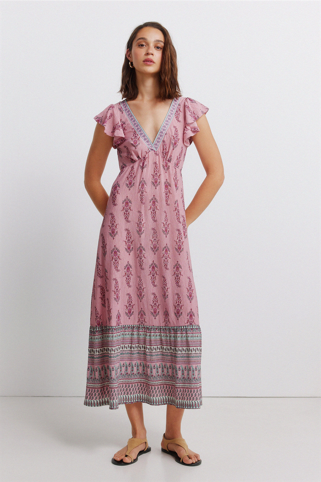 Springfield Vestido midi volantes cenefa