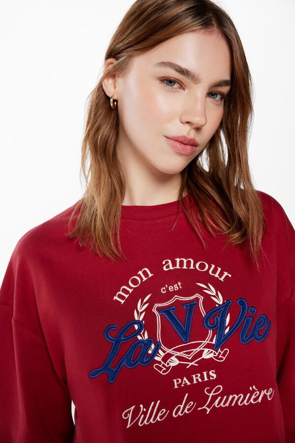 Springfield Majica dugih rukava „Mon Amour La Vie” žarkocrvena