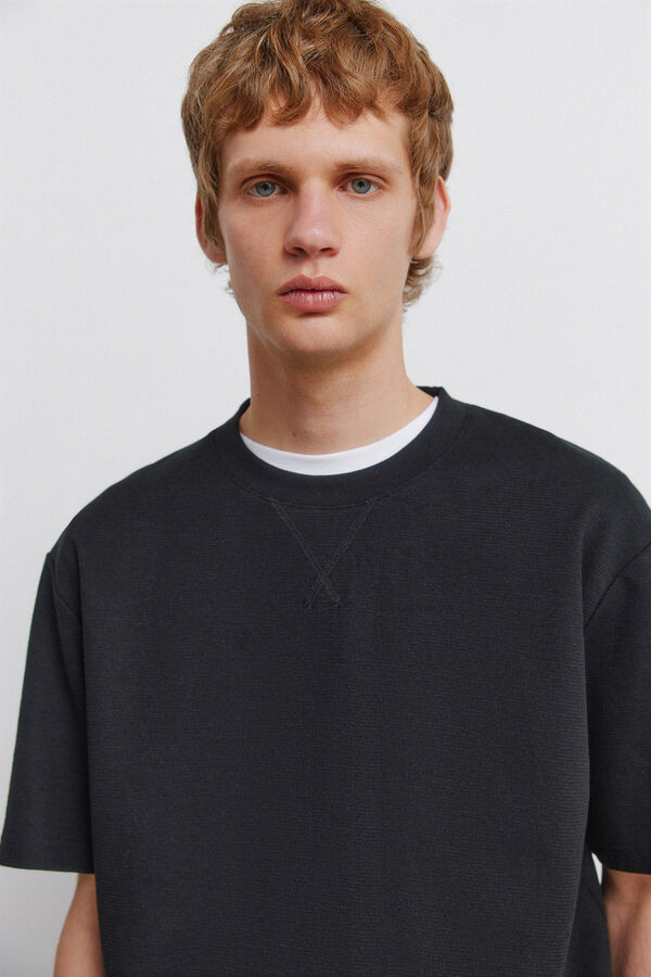 Springfield Majica od vafl tkanja Crna