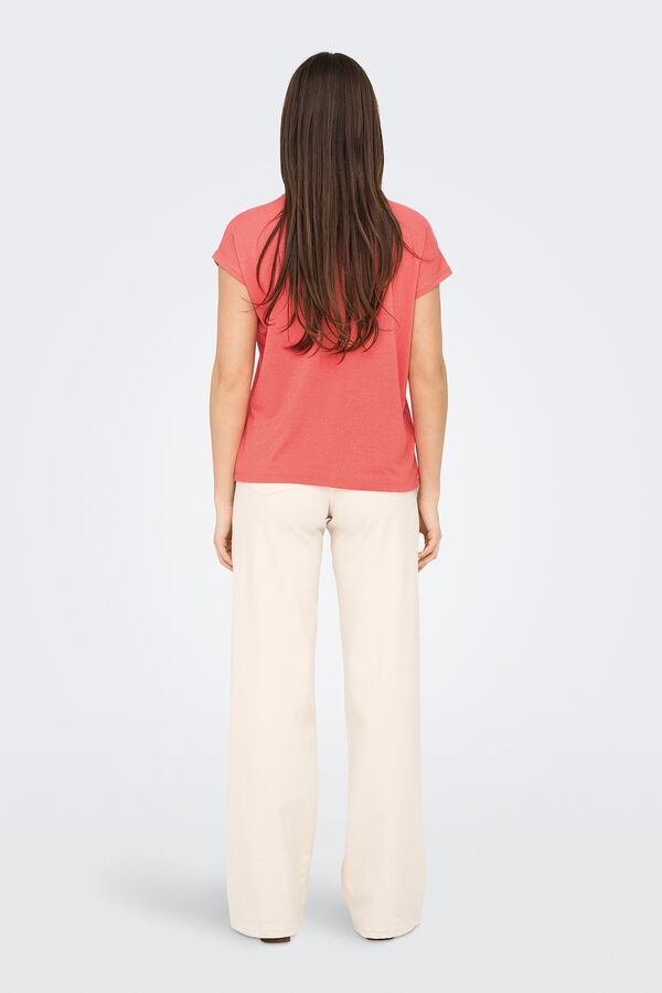 Only Camiseta regular fit glitter rosa