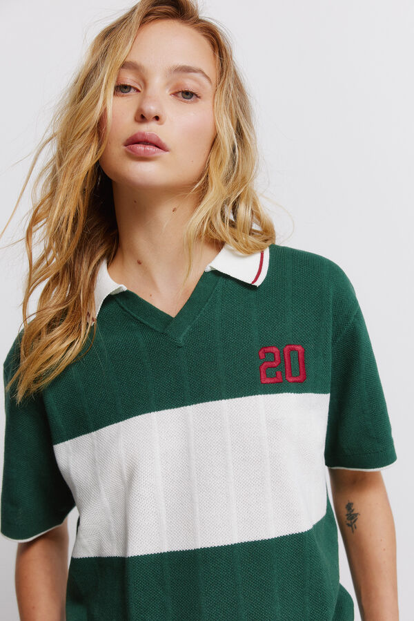 Springfield Sportska polo majica sa kontrastnim detaljima Zelena