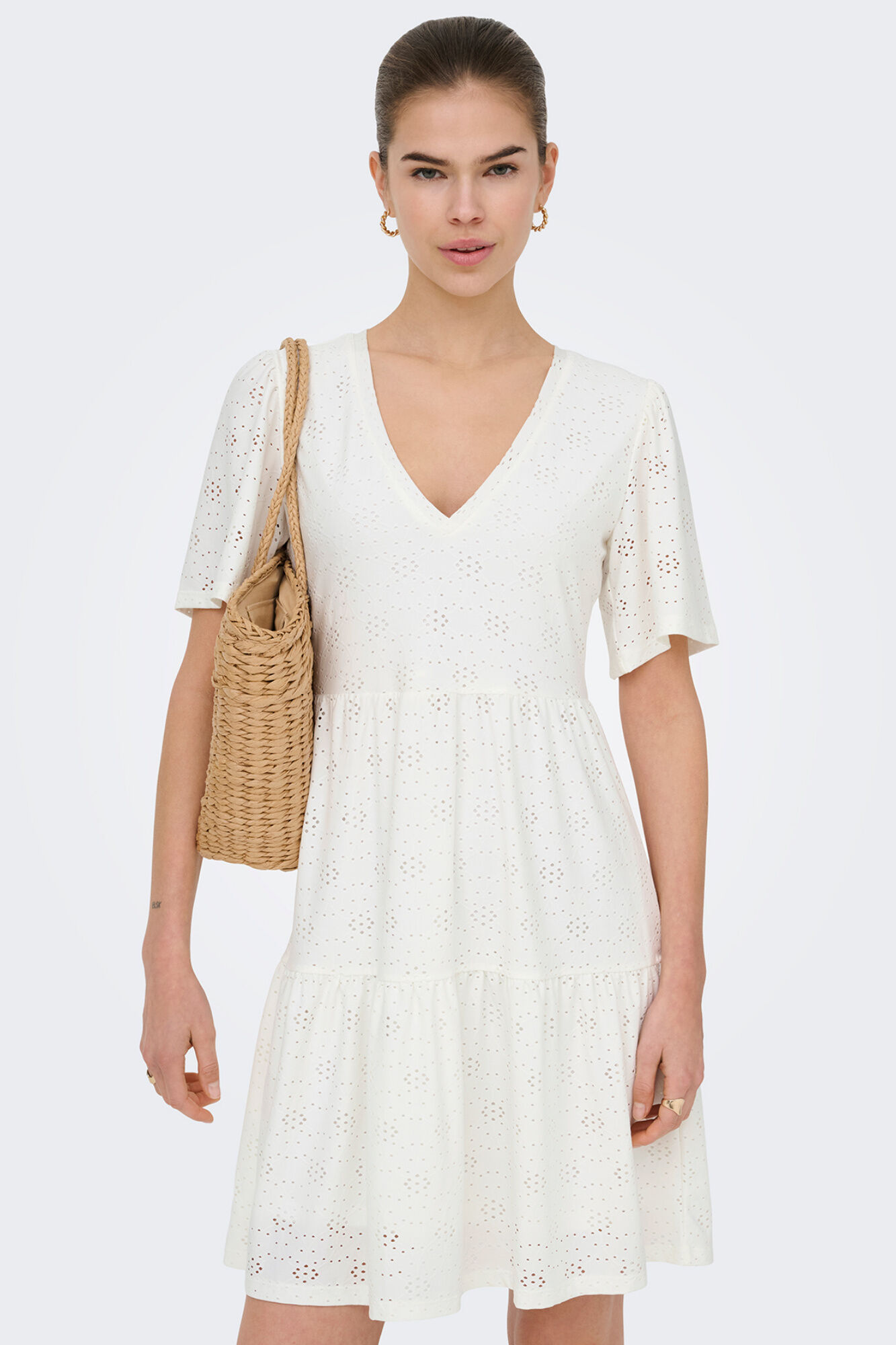 Only Vestido corto troquelado