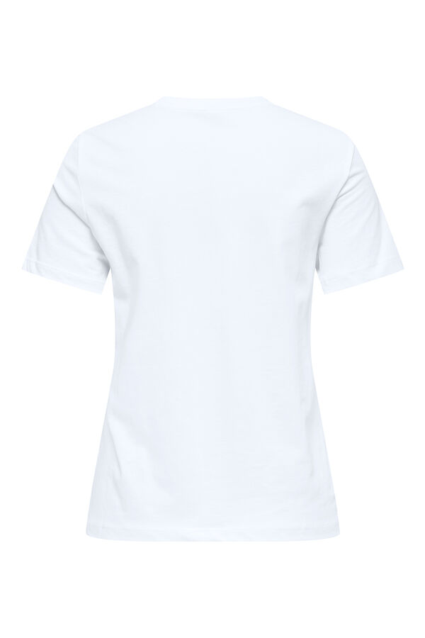 Only manga curta com detalhe bordado bege