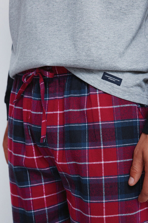 Springfield Duga pidžama sa kariranim pantalone Plava