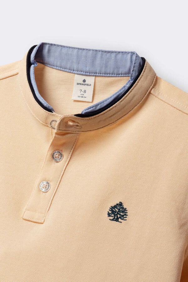 Springfield Kids Dečija polo majica sa kineskom kragnom od &scaron;ambrija Narandžasta