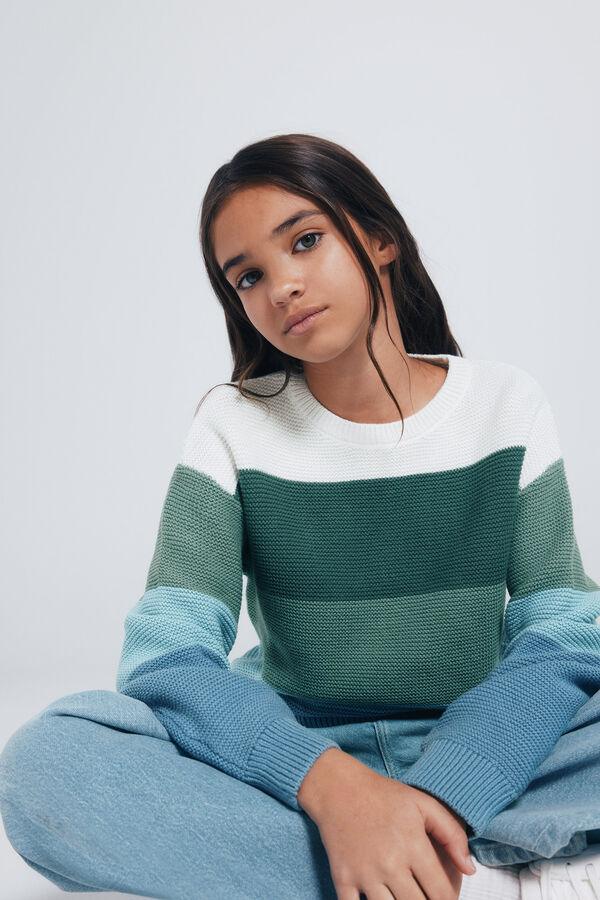 Springfield Kids Džemper za devojčice na pruge Zelena