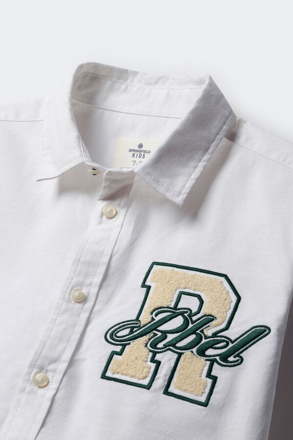 Springfield Kids Camisa Oxford patch para meninos branco