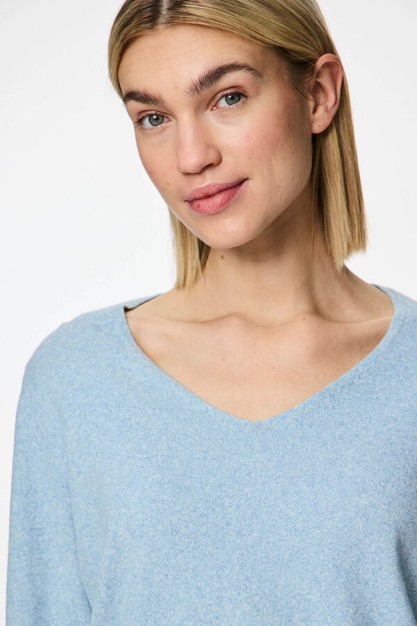 Pieces Jersey fino de punto azul