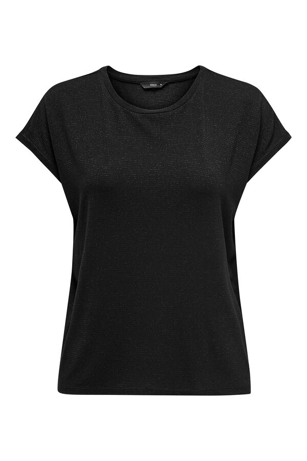 Only Camiseta regular fit glitter negro