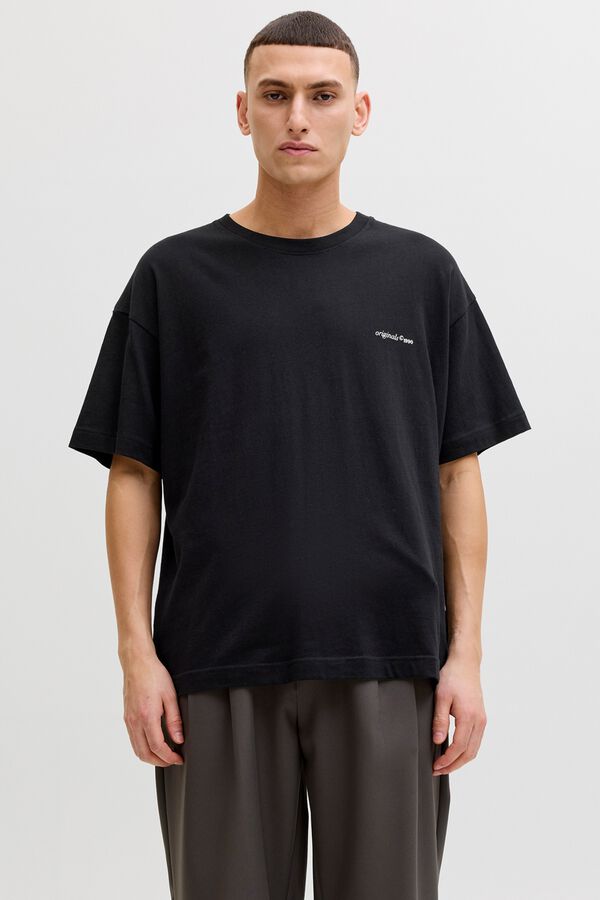 Jack & Jones T-shirt loose em algod&atilde;o preto