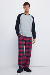 Springfield Duga pidžama sa kariranim pantalone Plava