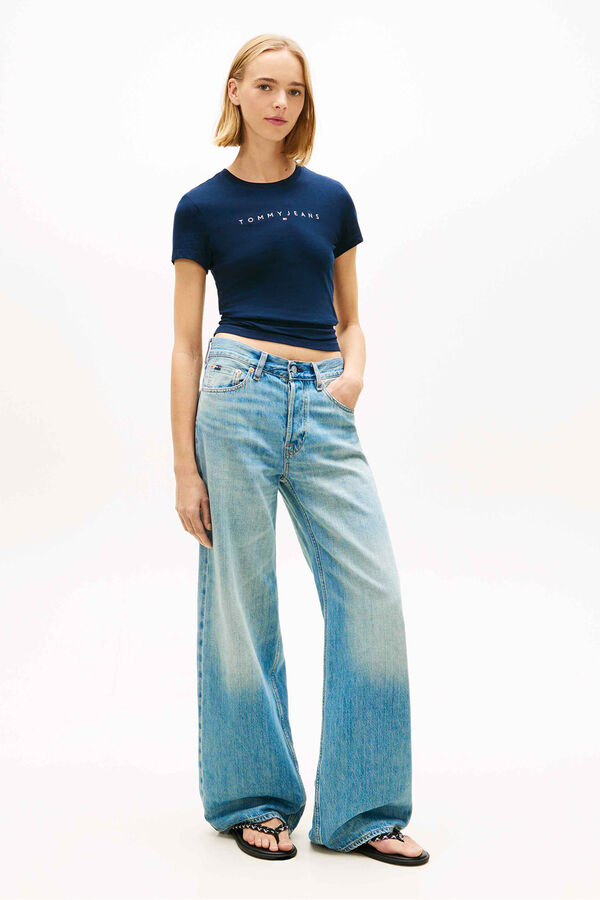 Tommy Jeans Camiseta slim manga corta azul