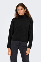 Only Jersey pointelle cuello alto negro