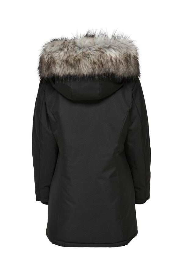 Only Parka con capucha con pelo negro
