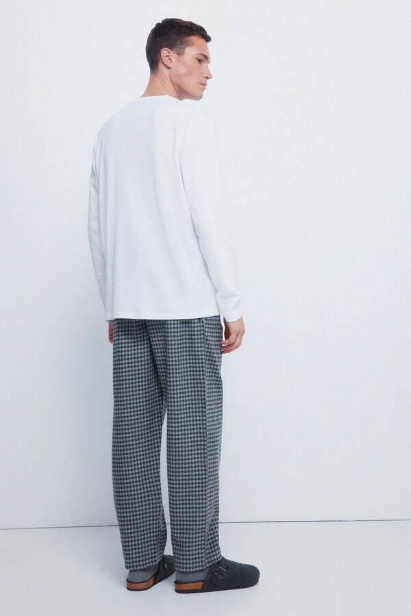 Springfield Duga pidžama sa sivim kariranim pantalone sa lepr&scaron;avim uzorkom Bež