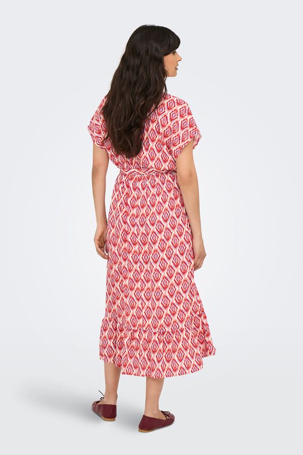 Only Vestido midi camisero rojo