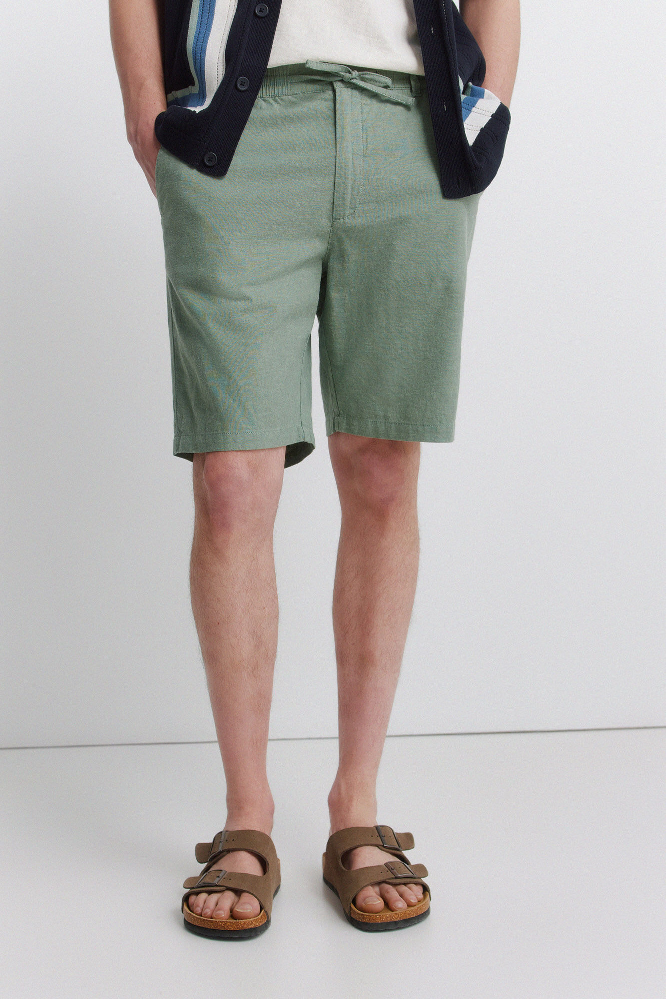 Springfield Bermude od lana, udobne, slim fit