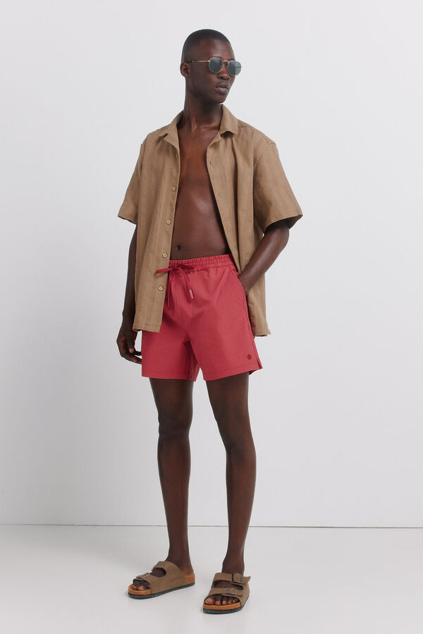 Springfield Kupaći kostim od seersucker tkanine na pruge Crvena