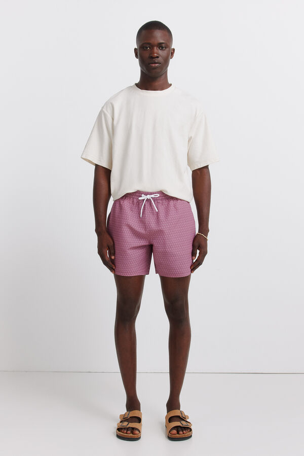 Springfield Kupaći kostim sa printom li&scaron;ća i džepom sa rajsfer&scaron;lusom Bordo