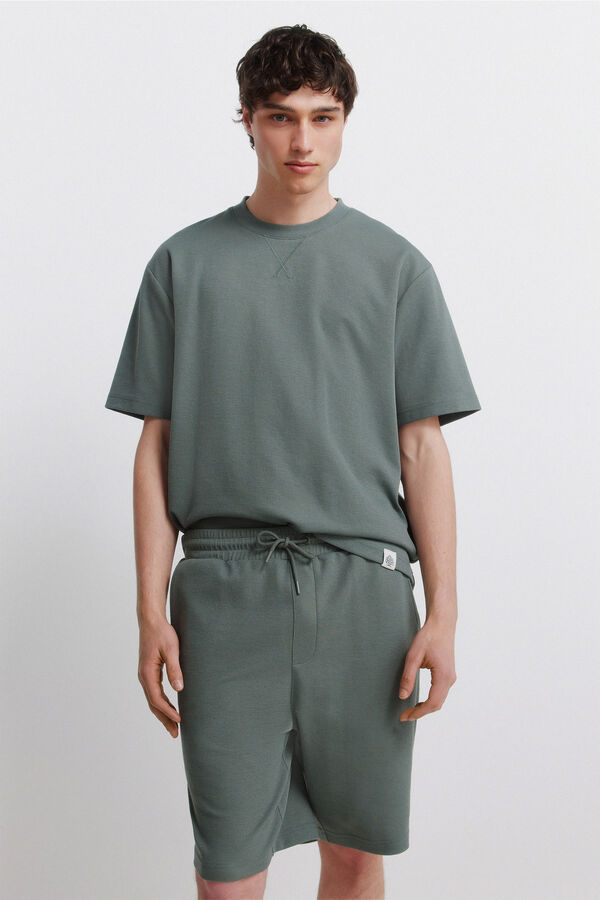 Springfield Bermude od vafl tkanja Zelena