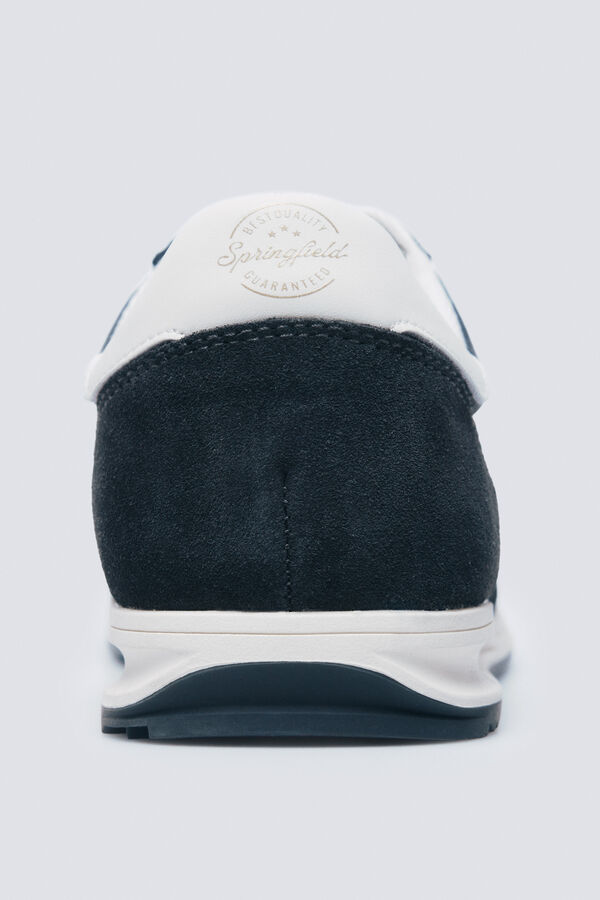 Springfield Zapatilla piel estilo retro azul