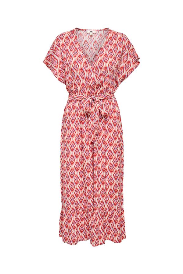 Only Vestido midi camisero rojo