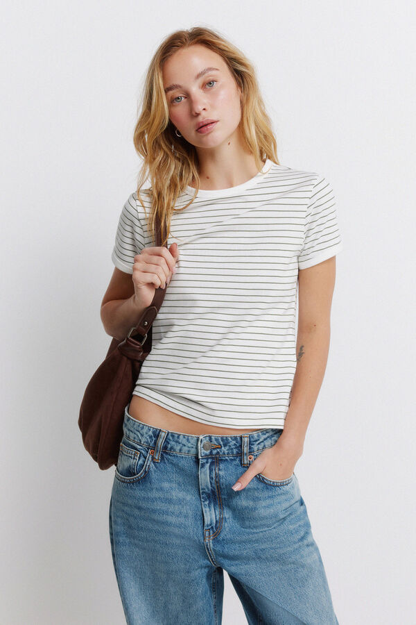 Springfield Osnovna strukirana majica Bež