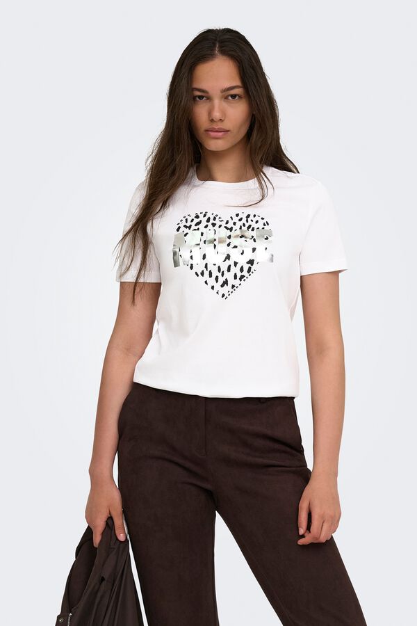 Only Camiseta dibujo frontal blanco