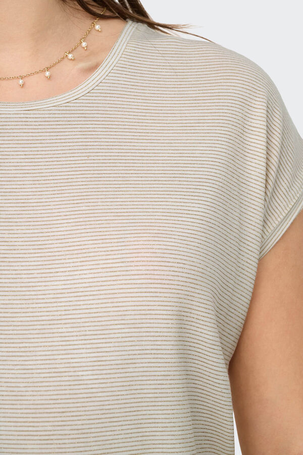 Only Camiseta regular fit glitter blanco