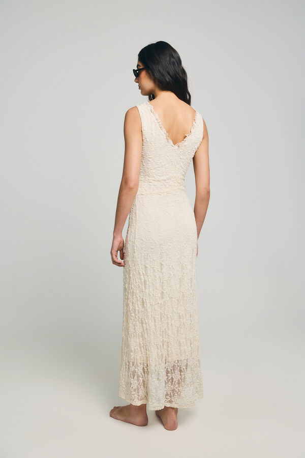 Only Vestido comprido de renda bege