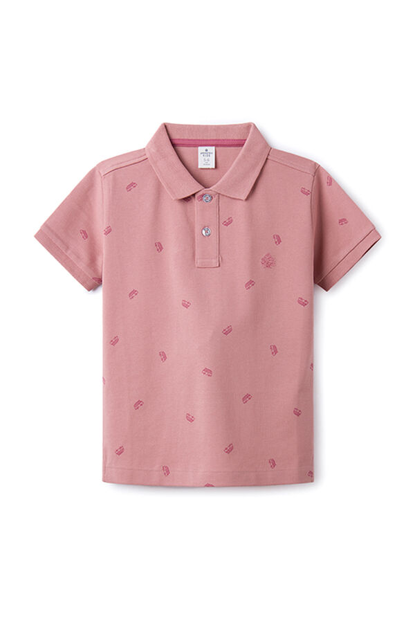 Springfield Autómintás galléros póló, fiúknak rózsaszín