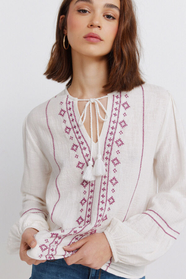 Springfield Bluza dugih rukava sa dezenom bordure Bež