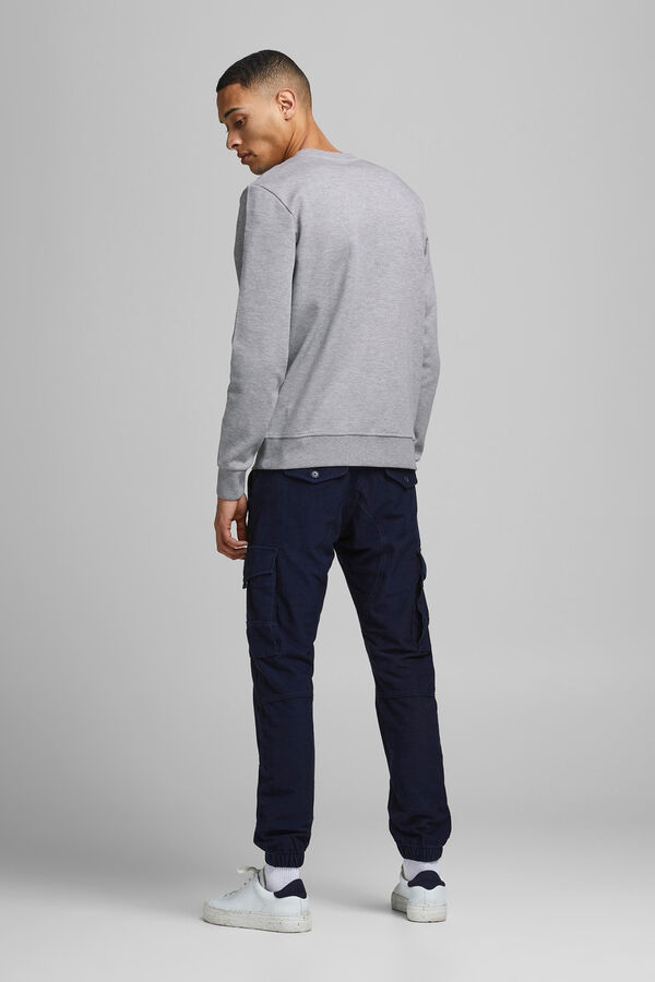 Jack & Jones Sudadera lisa algod&oacute;n gris