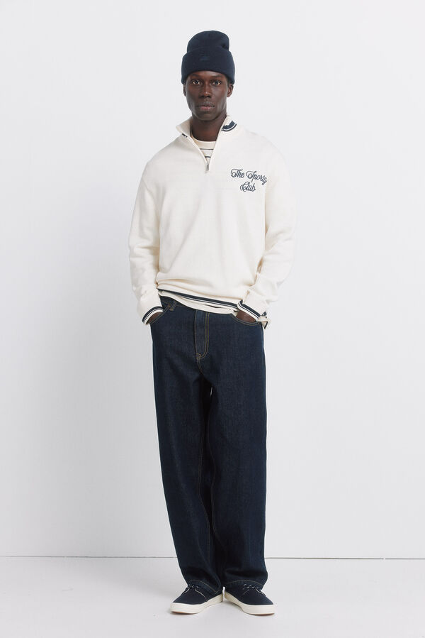 Springfield Osnovni džemper sa rajsfer&scaron;lusom Bež