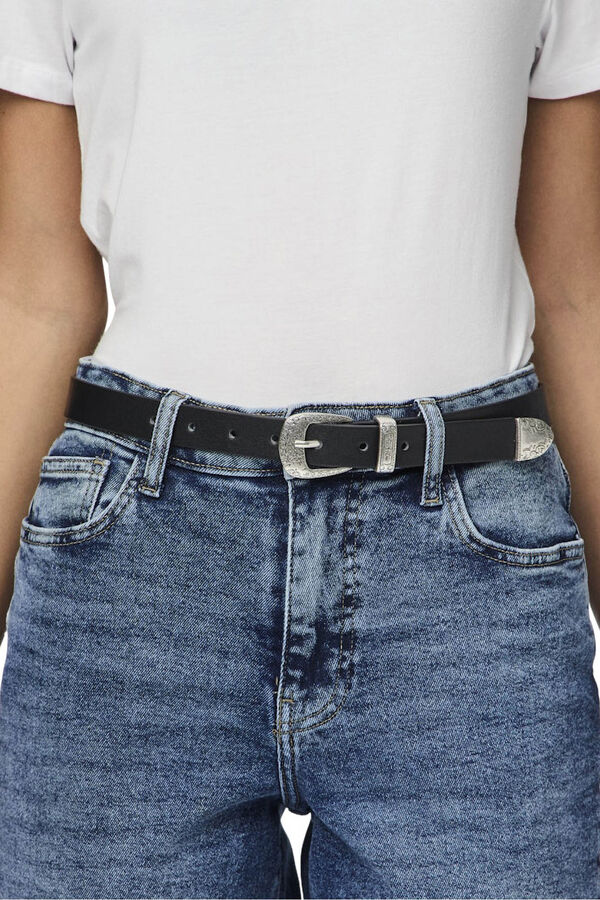 Pieces Cintur&oacute;n hebilla plateada casual negro