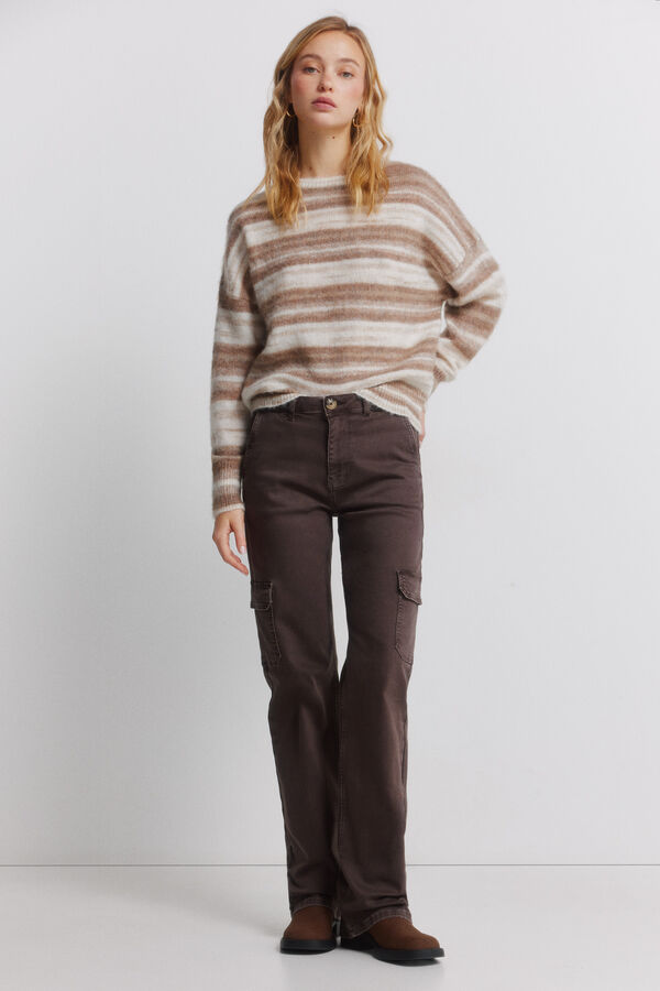 Springfield Džemper sa prugama u prelivu Braon