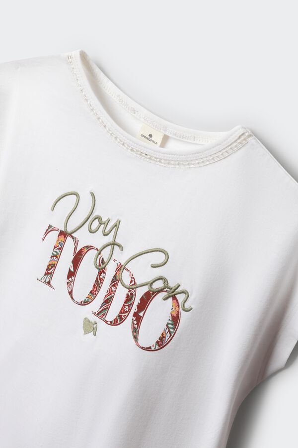 Springfield Kids Camiseta "Voy con todo" marfil