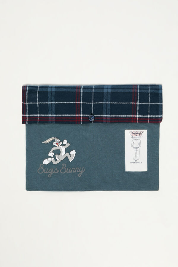 Springfield Bugs Bunny long plaid pajama trouser blue