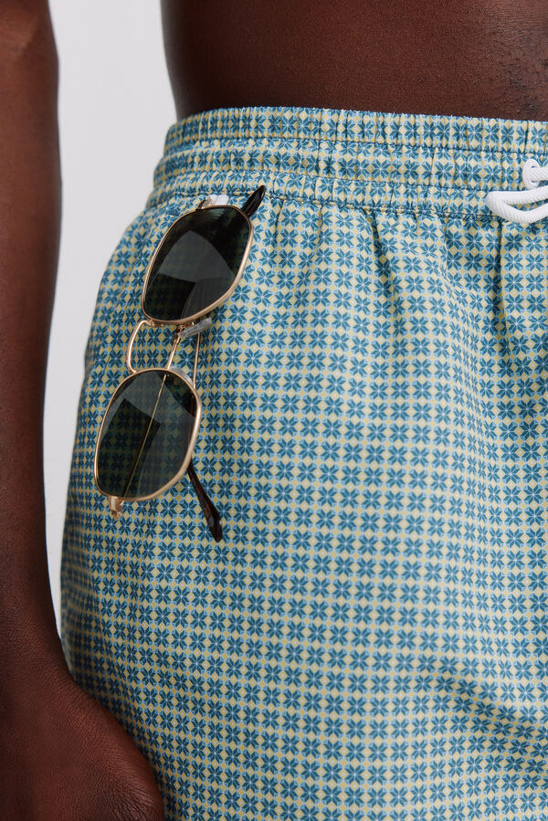 Springfield Kupaći kostim sa geometrijskim printom i džepom sa rajsfer&scaron;lusom Plava