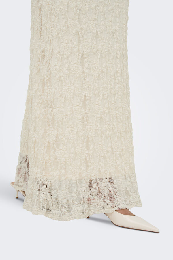 Only Falda larga de encaje beige