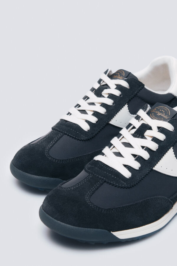 Springfield Zapatilla piel estilo retro azul