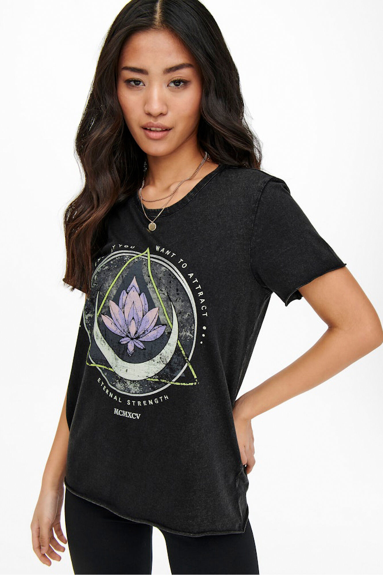 Only T-shirt estampada de manga curta