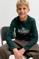 Jack & Jones Junior T-shirt regular manga comprida verde