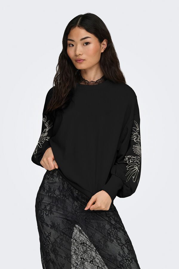 Only Sudadera detalles bordados negro