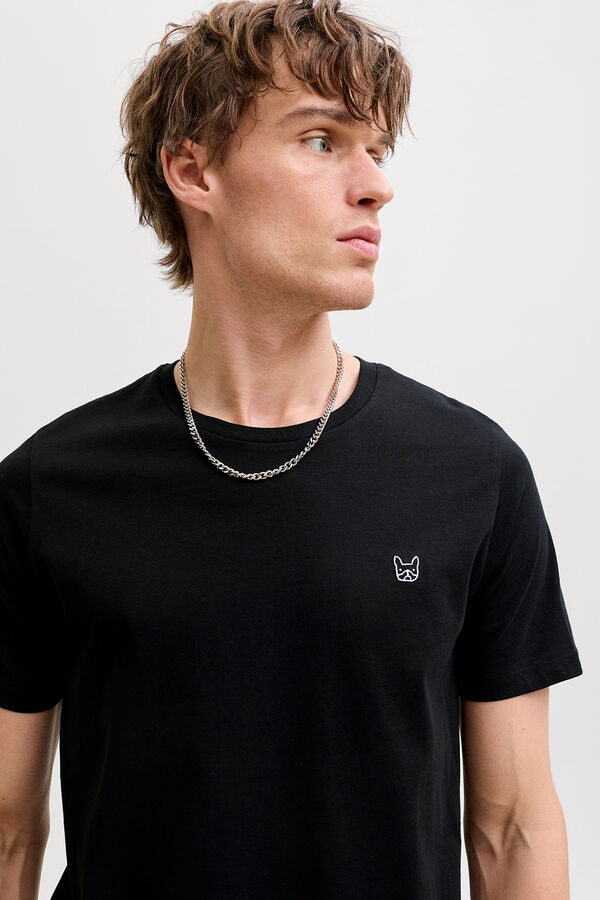 Jack & Jones Camiseta slim bordada negro