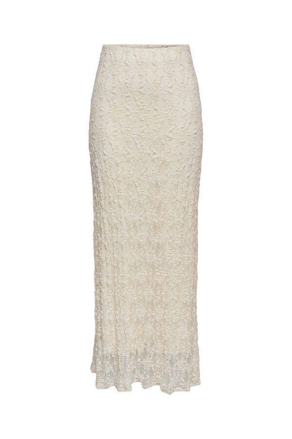 Only Falda larga de encaje beige
